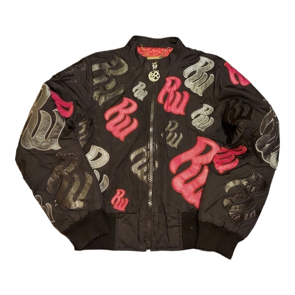 Rocawear Jackets & Blazers - Roca Wear Black Red Silver Logo Bomber Jacket Size Small Vintage Streetwear